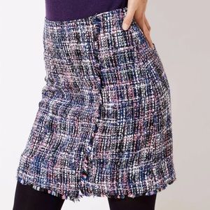 Ann Taylor Loft Tweed Fringe Faux Wrap Skirt. NWT.